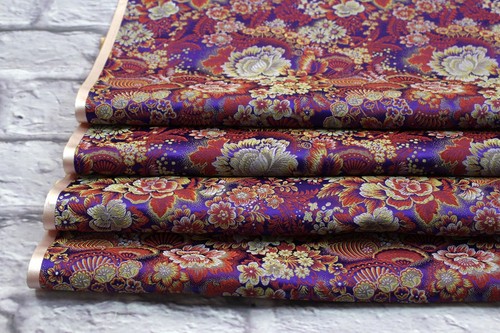1960s/2.2 yards/Luxury vintage silk jacquard fabric/Purple brocade,floral cloth - Picture 5 of 11