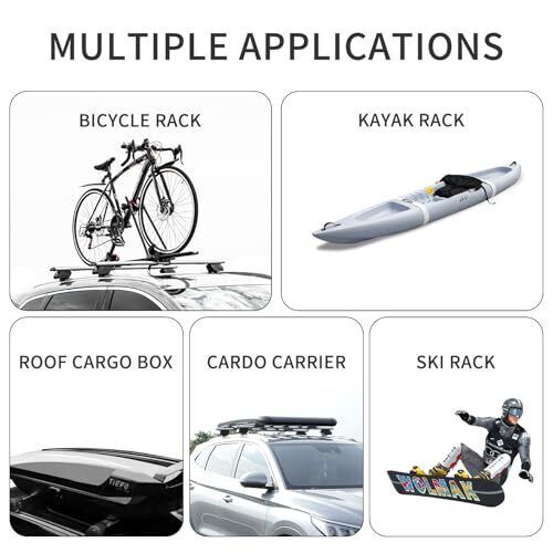 Universal Roof Rack Cross Bars Car Rooftop Luggage 51" 51" Silver - Picture 5 of 7