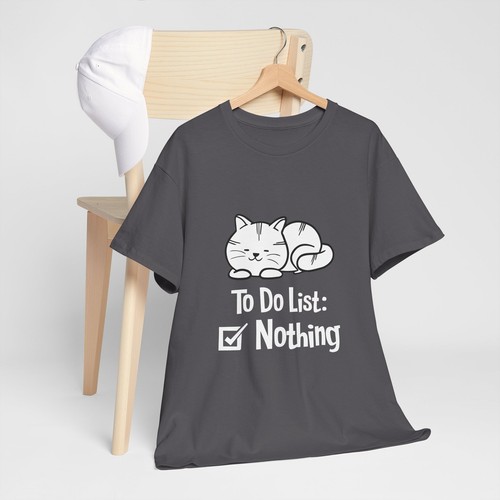 Cat Lover Unisex Heavy Cotton Tee T-Shirt 'Do Nothing' - Picture 85 of 118