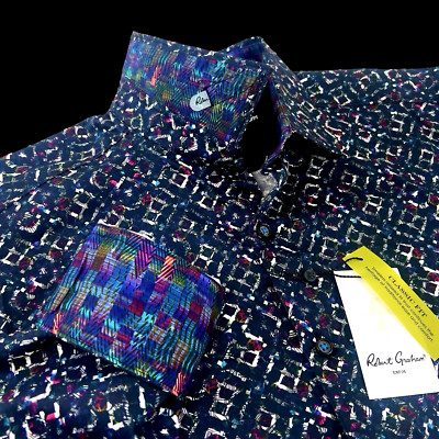 Robert Graham Geometric Paisley Colorful Vibrant Diamond Sport Shirt XL