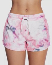 53 PJ Salvage Womens Ivory Pink Sleepwear Stretch Marble Tie-Dye Shorts Size XL