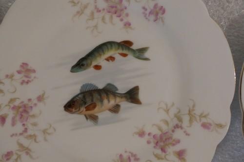 CARLSBAD AUSTRIA 8 FISH PLATES 1 GRAVY SAUCER CHINA DINNERWARE - Picture 7 of 12