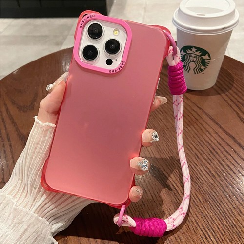 Fashion Matte Wrist Strap Lanyard Phone Case For iPhone 15 11 12 13 14 Pro Max - Picture 27 of 27