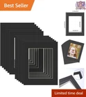 11x14 Black Picture Mats Bevel Cut 8x10 Opening for Framing Pack of 12