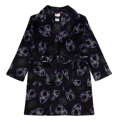 Black Panther King T'Challa Wakanda Boy's Fleece Plush Bathrobe, Robe