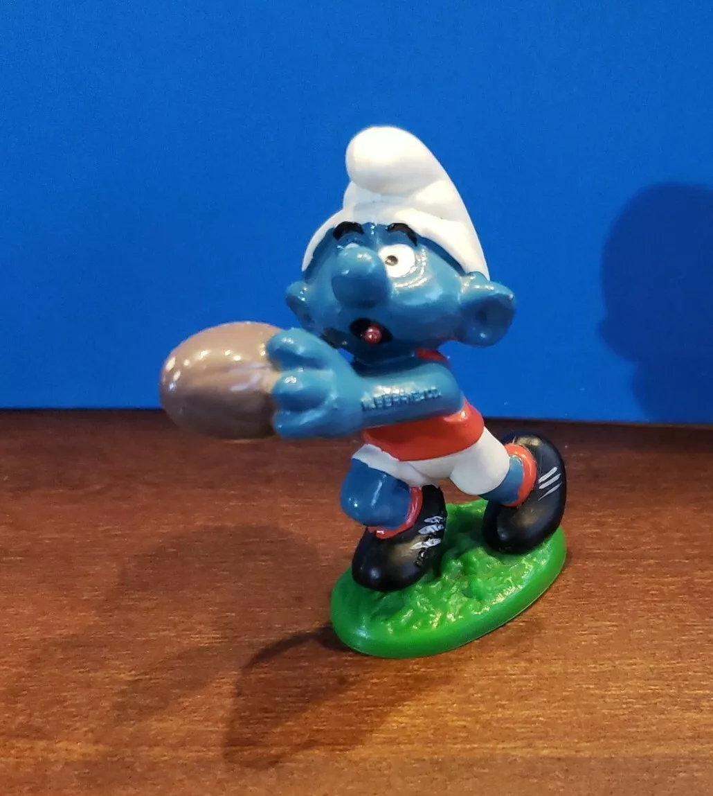 Smurfs 20150 Australian Football Smurf Rare Vintage Figure PVC Toy Figurine Peyo