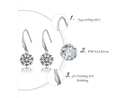 STERLING SILVER TEAR DROP EARRINGS - Picture 3 of 6