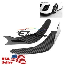 Shark Fin Style Real Carbon Fiber Front Bumper Lip Kit Diffuser Canard Splitter