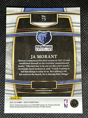 2021-22 Panini Select Basketball JA MORANT #75 RETAIL BLUE Memphis