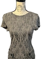 ROBERTO VERINO WOMAN’S GRAY SHORT SLEEVE SHEATH DRESS  SMALL BELT LOOPS ZIP BACK