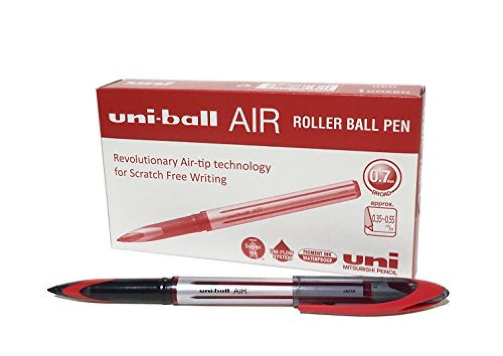 (TG. pacco da 12) Penna rollerball UB-188-L Air, inchiostro rosso Uni-ball Super
