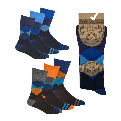 6 Pairs Mens Non Binding Diabetic Soft Grip Bamboo Socks  Diamond