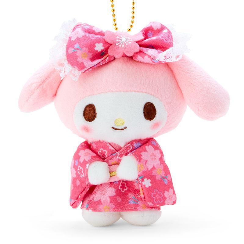 My Melody Plush Mascot Holder Keychain Kimono Sakura Sanrio
