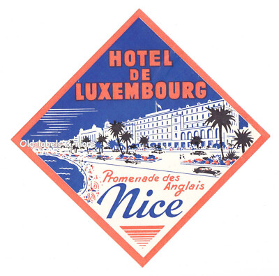 x4160 Hotel de Luxembourg NICE Côte d Azur luggage label Kofferaufkleber