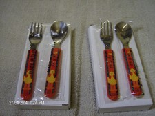 2 SETS CHILDRENS 2005 BIG BIRD SESAME WORKSHOP SPOON  FORK SET  NEW 