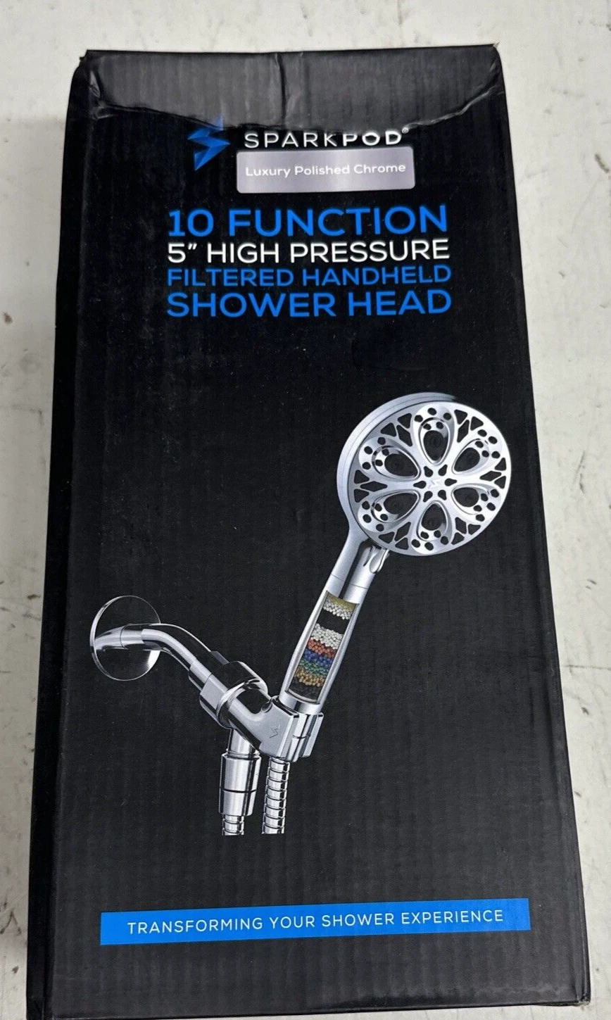 SparkPod High Pressure 10-Function Handheld Shower Head W/Hose 5"