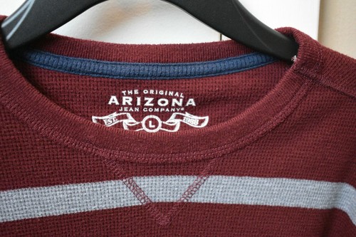 Boys Arizona (L) long sleeve striped maroon pullover shirt - EXCELLENT condition - Picture 2 of 3