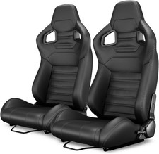 Racing Seats Bucket Seats Reclinable W 2 Lock Sliders Pvc Leather For Lincoln