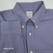 Brooks Brothers Madison Non-Iron Dress Shirt Purple Check Supima Cotton 16- 32