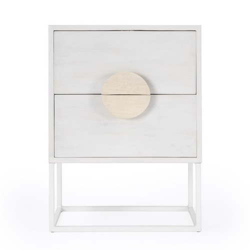 24" White Wood Two Drawer Nightstand - Picture 5 of 10