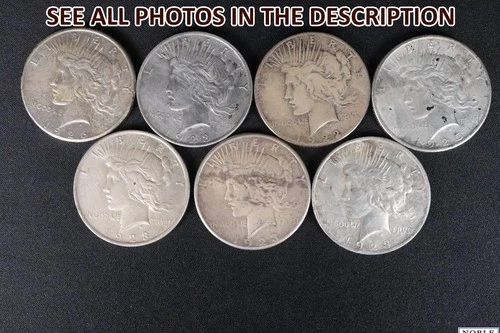 NobleSpirit (CS) Valuable 7x Silver Peace Dollar Mixed Date & Cond Lot to BU
