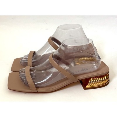 Katy Perry Low Heel Gold Sandal Tan Taupe Size 10 NEW