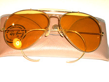 62 VINTAGE B L RAY BAN CHANGEABLES AMBERMATIC OUTDOORSMAN II AVIATOR SUNGLASSES