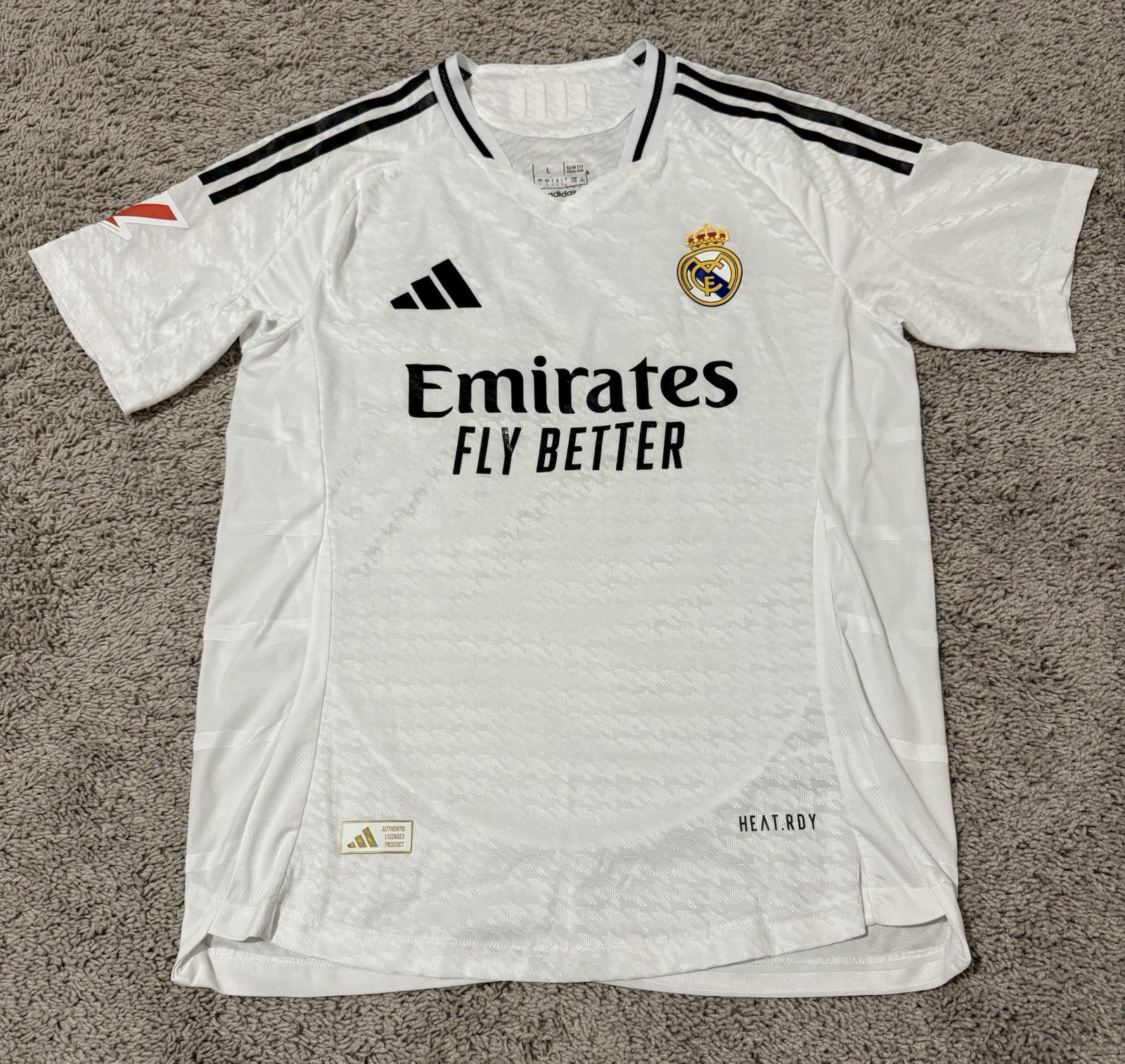 Adidas Real Madrid Home Authentic Jersey #8 Valverde White Black Men's Size L