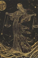 Mystic Zodiac Libra Woman 4x6 UNP NEW - Blank Back