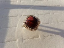 Brown Tiger's Eye Solid Sterling Silver 925 Ring Size 6.5