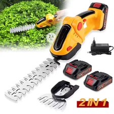 24V Hedge Trimmer & Cordless Grass Shear-2 in 1 Handheld Grass Trimmer 2 Battery