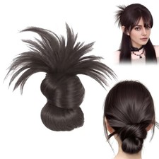Clip-On Feathered Bun Wig, Hgyugrf Messy Bun Hair Piece, Messy Bun Clip in Hair