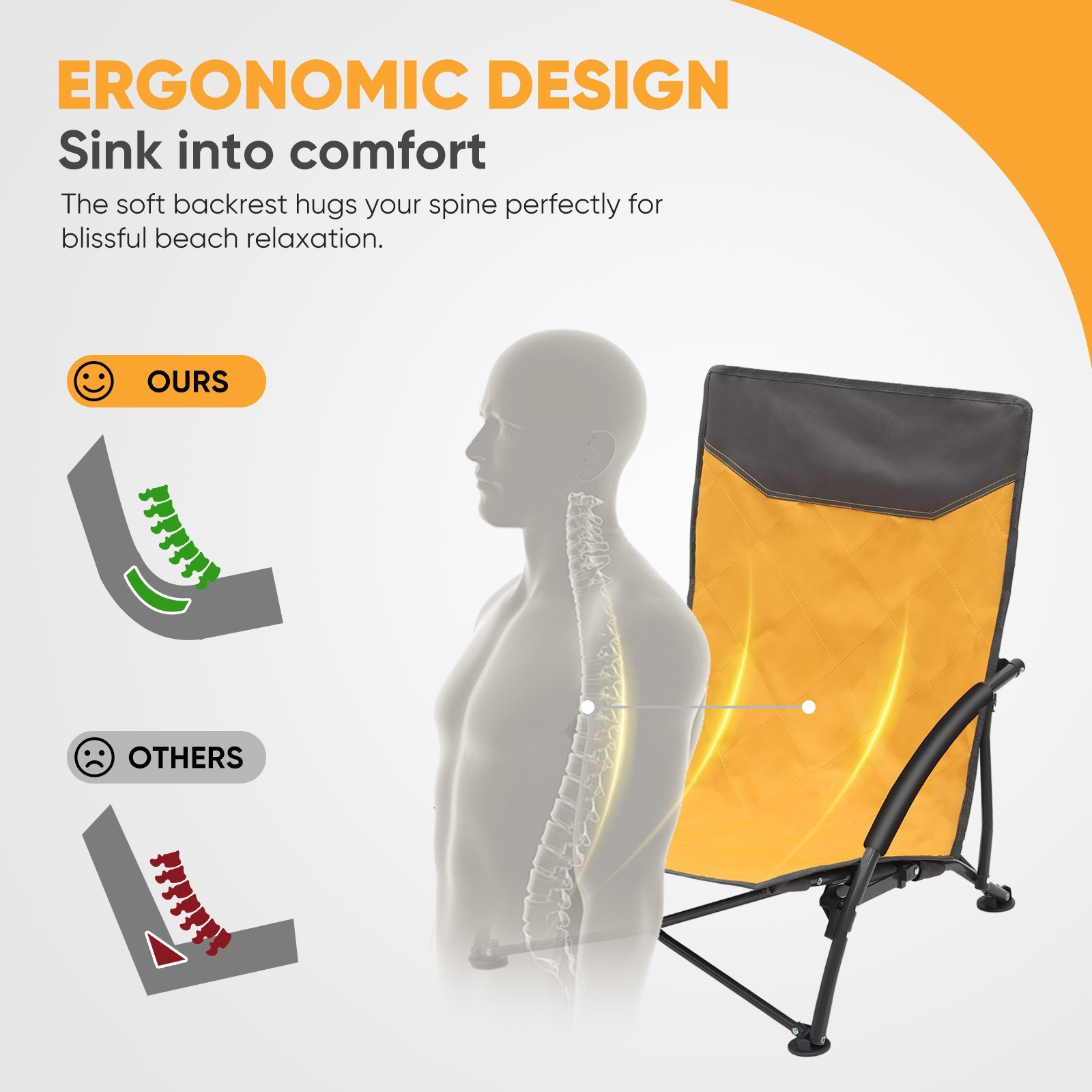 Sekey Portable Low Beach Chair, Lightweight Folding Camping Chair with Bag