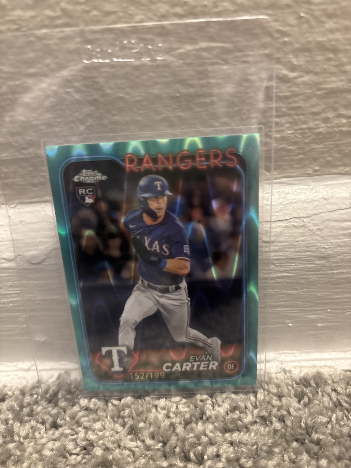 2024 Topps Chrome - Evan Carter #136 Aqua Raywave Refractor /199 (RC)