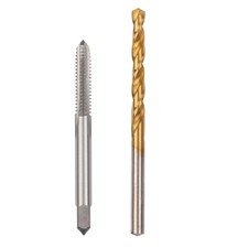 2-56 UNC Straight Flute Thread Tap and 1.8mm Twist Drill Bit Set, Metric Tita...