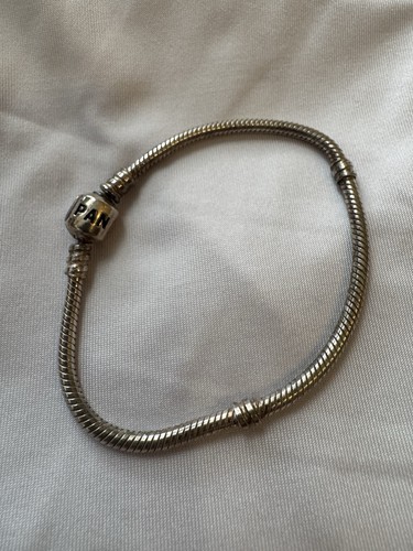 Pandora Sterling Silver Snake Chain Charm Bracelet 7”