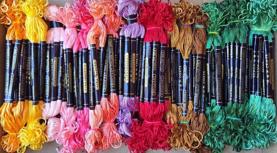 J&P COATS Vintage retire STRANDSHEEN Boilfast Rayon PICK embroidery floss thread - Image 2 of 2