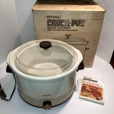 VTG Rival 5 Quart Crock-Pot Slow Cooker Removable Stoneware Model 3355 NOB Works