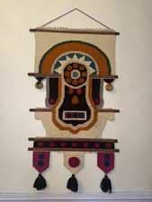 1970s Don Freedman MCM Boho Woven Fiber Art Textile Wall Hanging Folk Tapestry 