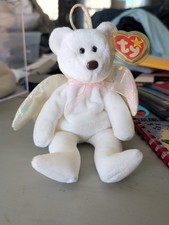 Ty Beanie Babies Halo the Angel Bear Toy 1998 Display Case Included Mint   