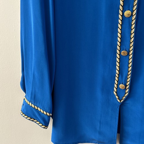 vintage bob mackie wearable art silk blouse Large Blue Western Glam Embroidered - Picture 8 of 11