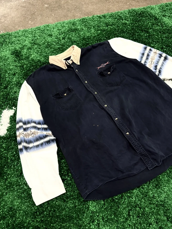 Vintage Color Navajo Aztec Indian Southwestern Shirt 3XL Cowboy Western - Image 2 of 4