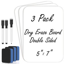 3 Pack Small White Board Dry Erase 5x7 Inch Mini Whiteboard With Markers Erasers