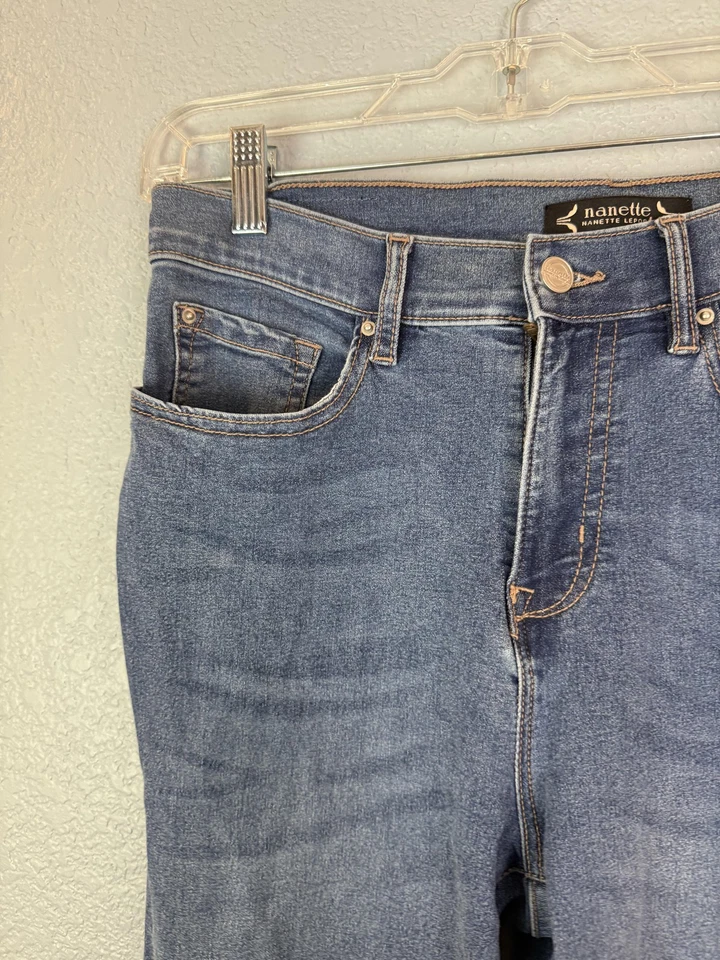 Pantalones de mezclilla Nanette Lepore para mujer 10P azul tiro alto tobillo ajustados bella elástica Foto 3 de 4