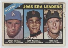 1966 Topps League Leaders Sandy Koufax Juan Marichal Vern Law #221 HOF e9y