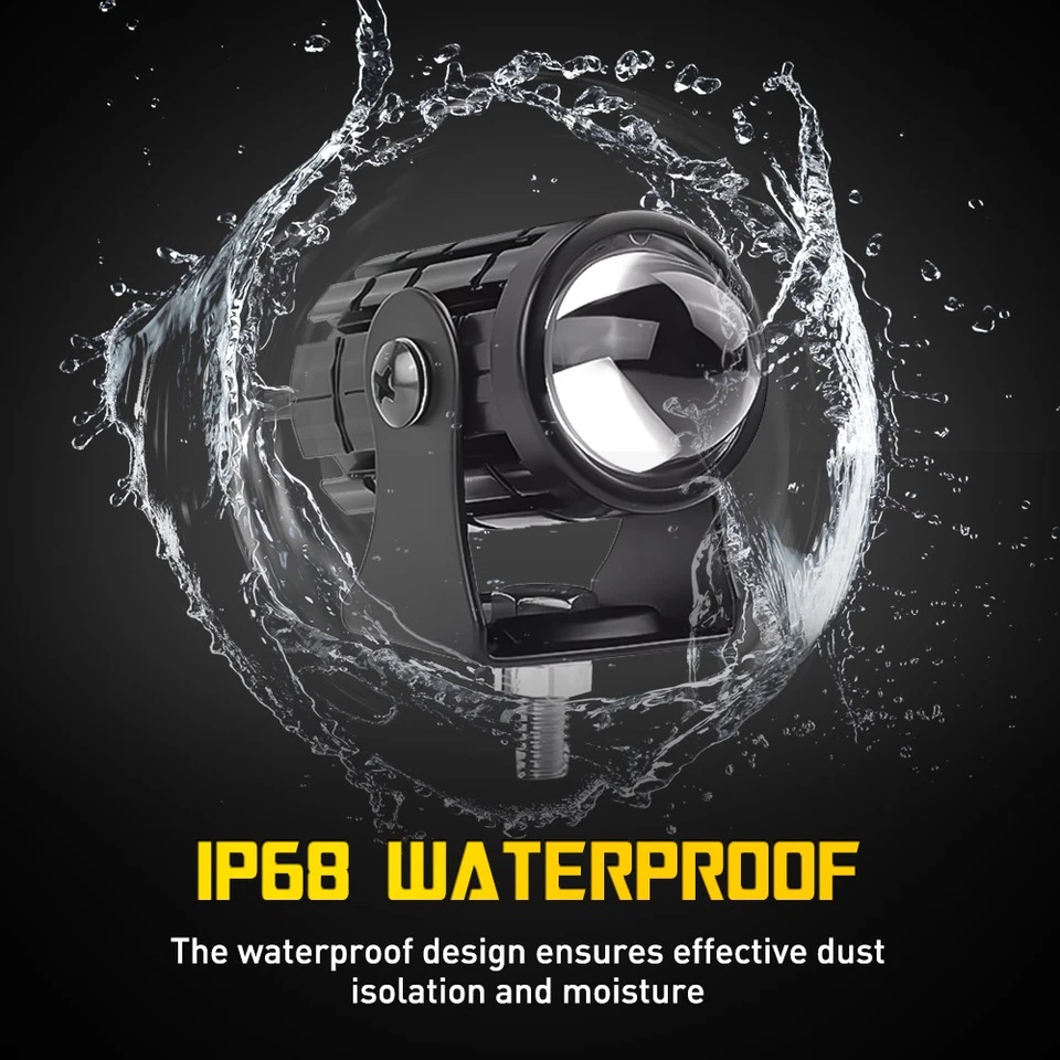 2X Faro LED Moto Amarillo Blanco Punto Alto/Bajo Luz Conducción Antiniebla ATV Foto 3 de 4