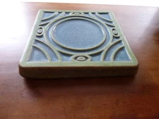 Pewabic Pottery Detroit Tile 2007 Green Blue Arts Crafts Nouveau 5 1/2" x 5 1/2"