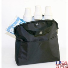 MaxiCOOL 4 Bottle Cooler Breastmilk Baby Bottle Bag Insulated W/ Ice Pack Black