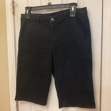 DG2 Diane Gilman Womens Black High Rise Denim Bermuda Jean Shorts Size 12