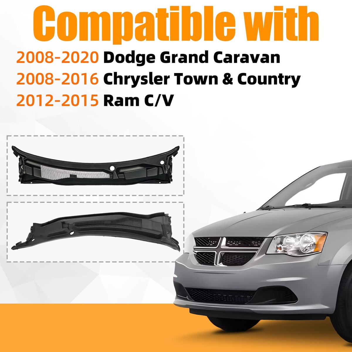 Windshield Wiper Cowl Grille Panel For 2008-2020 Dodge Grand 